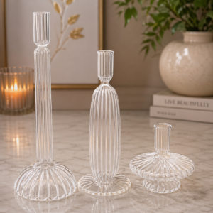Ribbed Glass Decorative Set