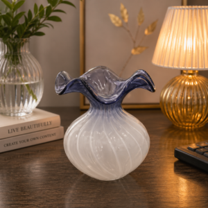 Frosted Swirl Glass Decorative Vase