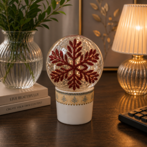 Festive Snowflake Glass Globe Ornament