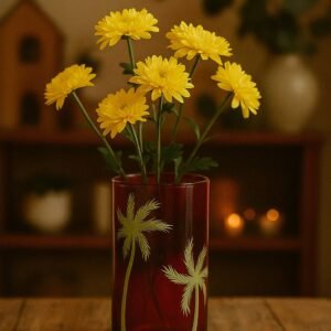 Tropical Palm Glass Flower Vase