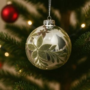 Frosted Leaf Glass Bauble